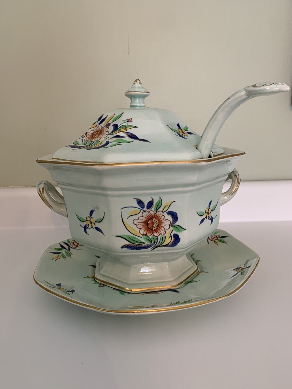 Antique Adams Calyx Ware "Cambodia" Pattern Complete Soup Tureen Set